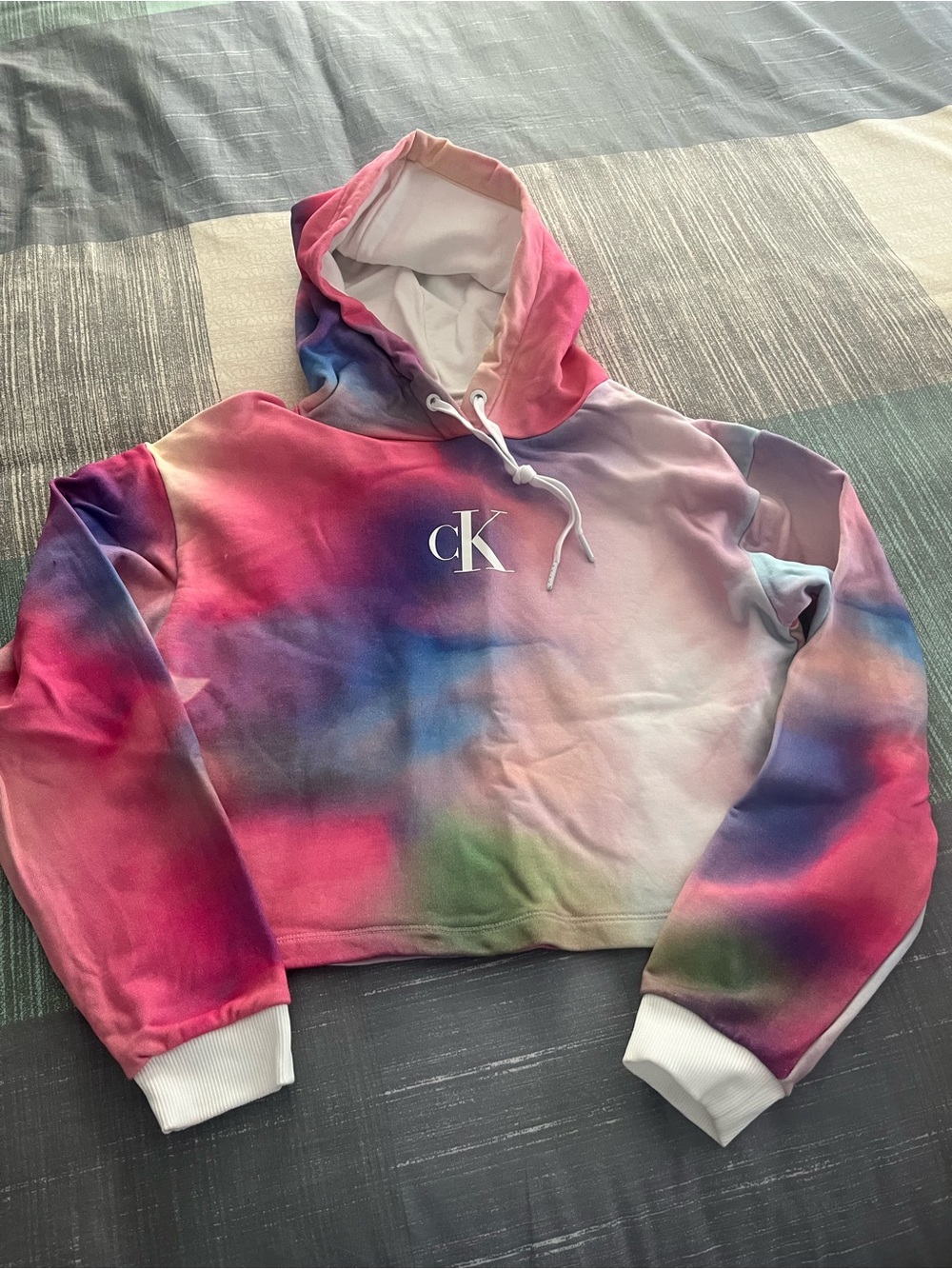 Calvin Klein Multicolor Tie-Dye Cropped Hoodie